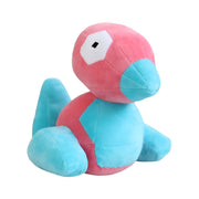 Peluche Pokémon Porygon 20 cm rose et bleu clair avec cache-œil hexagonal blanc