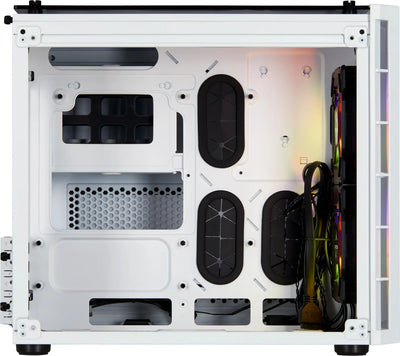 Corsair Crystal 280X RGB TG white avec câbles arc-en-ciel illuminés