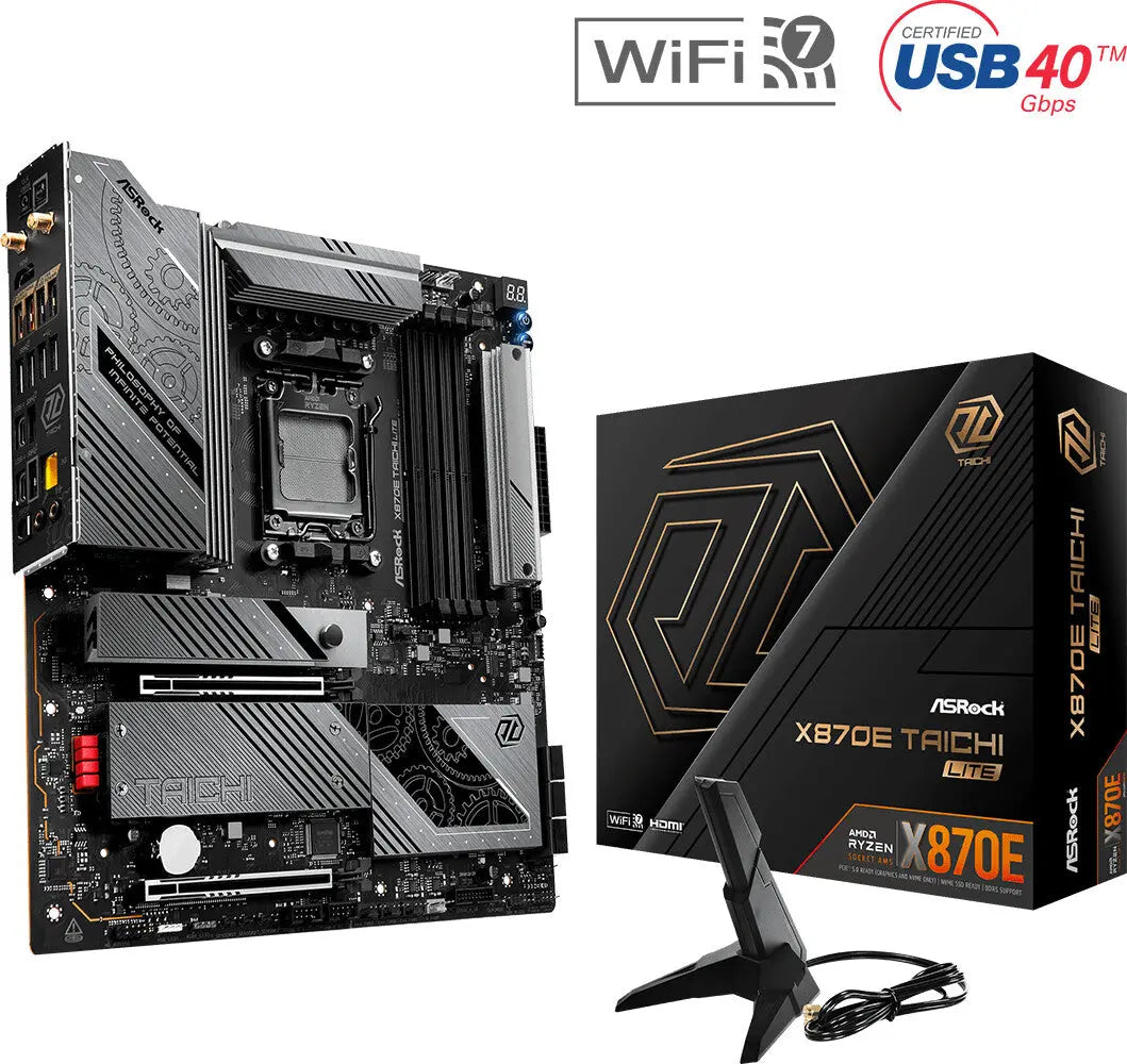 Carte mère ASRock X870E Taichi Lite AM5 noire et or élégante