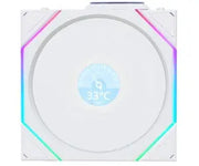 Thermostat intelligent blanc carré avec affichage 33°C et LED arc-en-ciel