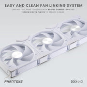 Lot de 3x Phanteks D30-140 blanc triple ventilateur RGB airflow modulaire