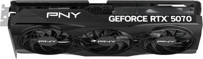 Carte graphique PNY GeForce RTX 5070 12GB OC noire à trois ventilateurs