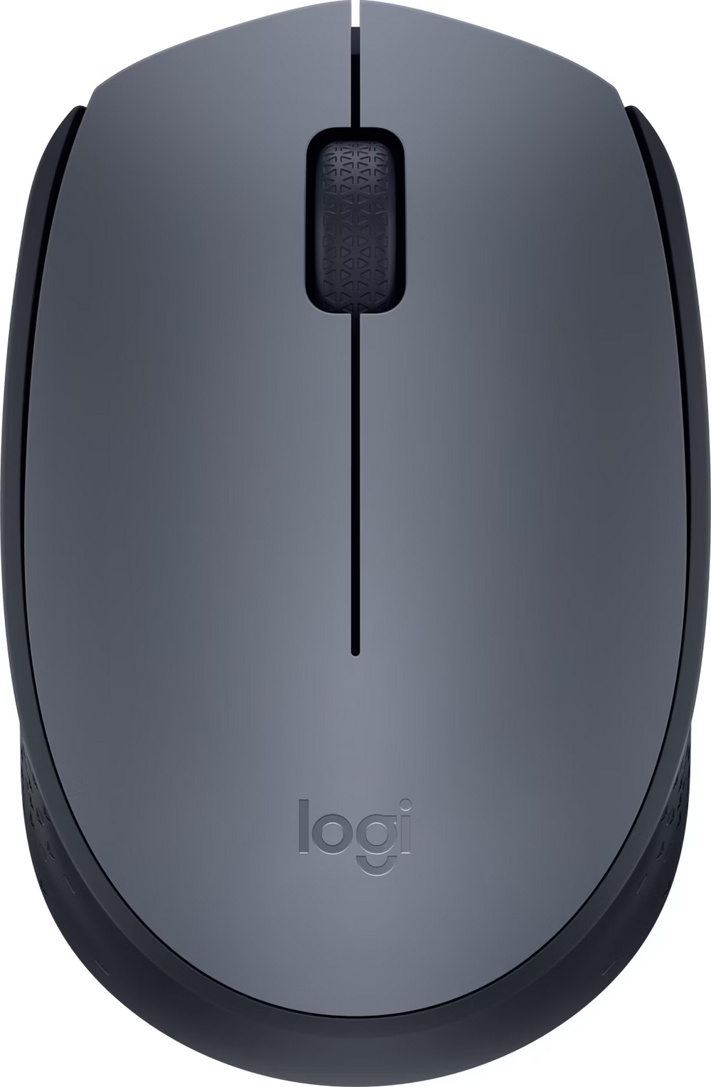 Souris sans fil Logitech M170 grise, vue de dessus
