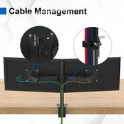 Support bras mécanique noir pour 2 moniteurs 17 à 32 pouces avec gestion câbles