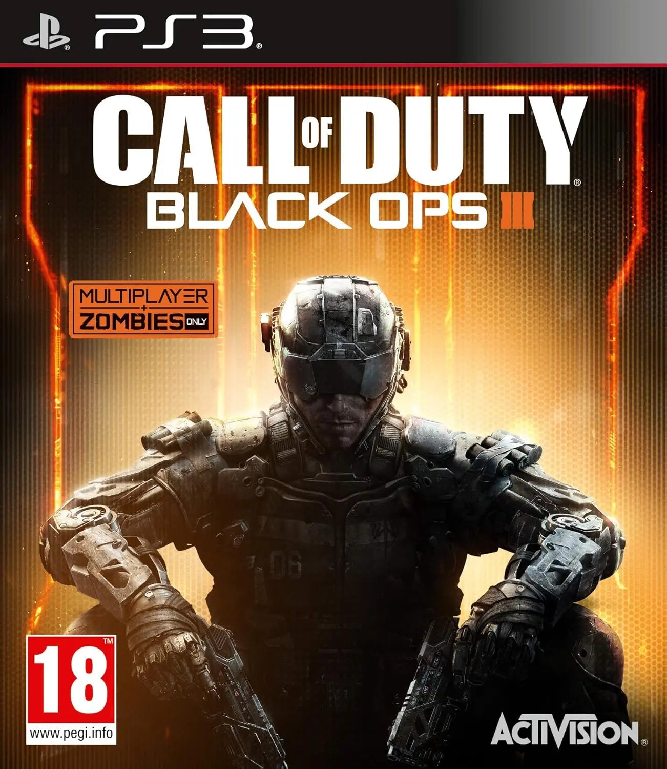 Couverture Call of Duty: Black Ops III PS3 avec soldat en armure noire