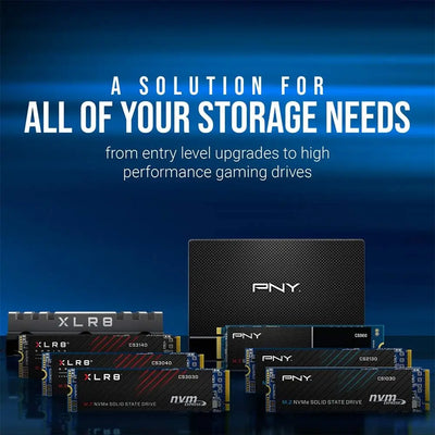 Disques SSD PNY CS9900 2.5’’ 4To M.2 NVMe noirs avec accents argent et rouge