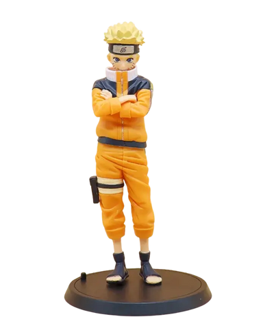 Figurine Naruto Uzumaki orange et bleu, bras croisés, cheveux blonds en pics
