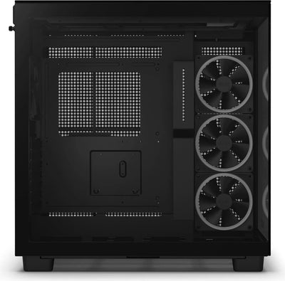 NZXT H9 Elite Noir : boîtier PC noir avec trois ventilateurs verticaux et panneaux mesh perforés