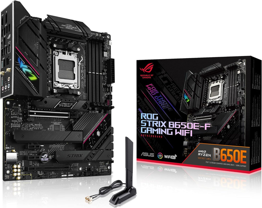 Carte mère Asus ROG Strix B650E-F Gaming WiFi noire avec RGB et antenne