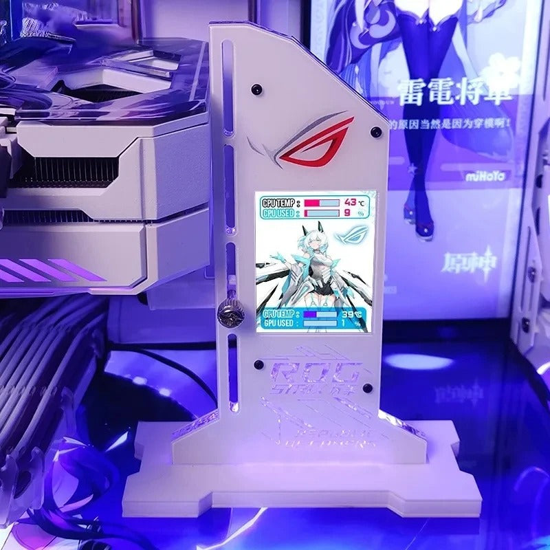 Support GPU avec Ecran LED - 5v 3Pin RGB - ASUS ROG - Blanc image 1