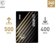 Disque SSD MSI SPATIUM S270 240 Go rayures diagonales noir et or
