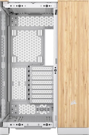 Corsair 6500X Blanc/Marron Bamboo : boîtier blanc finition bambou moderne ventilé