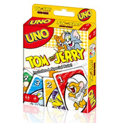 Boîte Uno Édition Spéciale Tom & Jerry en carton rouge, jaune, blanc avec illustrations cartoon