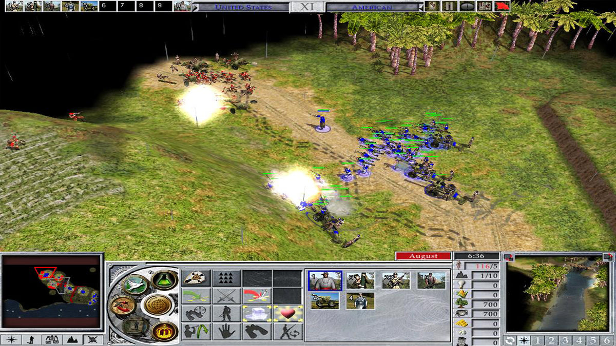 Deux armées s'affrontent sur une colline dans Empire Earth II sur PC
