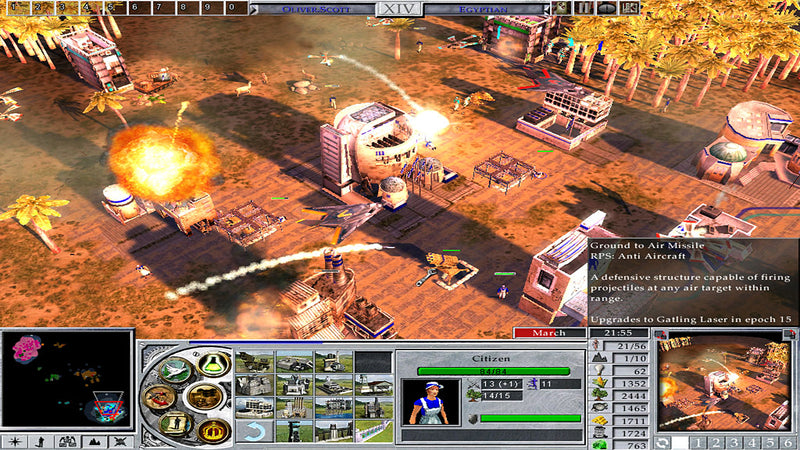 Une base futuriste sous les missiles dans Empire Earth II sur PC