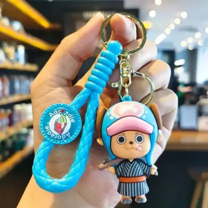 Porte-clés One Piece Chopper 03 bleu tressé avec pendentif personnage cartoon