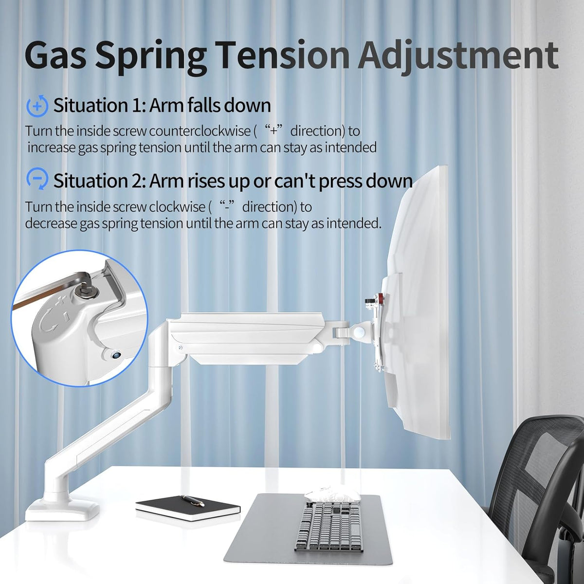 Support Bras Mécanique - Blanc - 1 Moniteur - 17" - 32" image 4