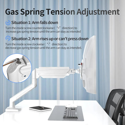 Bras mécanique blanc pour 1 moniteur 17 à 32 pouces, vue arrière