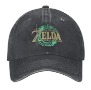 Casquette baseball noire usée Zelda Tears of the Kingdom teal or