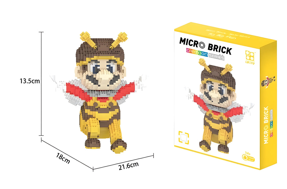 Figurine Mario abeille jaune/marron en micro-briques Bricks Super Mario Bros Modèle 03