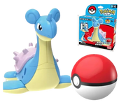 Figurine Pokémon Lokhlass bleue et jaune plastique avec coquille violette et Poké Ball rouge et blanche