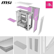 Coque PC MSI MPG VELOX 300R PZ BLANC mesh blanche accents roses