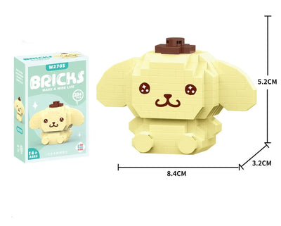 Figurine Pom Purin chien pompom jaune pâle en briques Hello Kitty