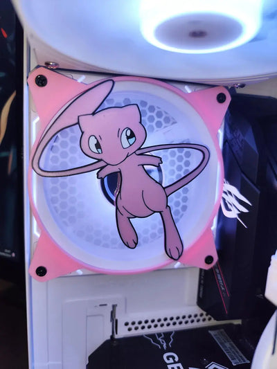 Ventilateur PC Mew Pokémon rose 120/140mm, centre blanc lumineux