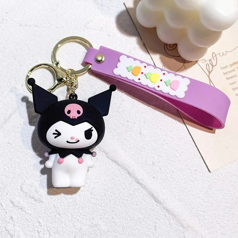 Porte-Clés Hello Kitty - Kuromi en bonnet noir / un clin d'oeil