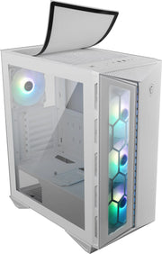 Boîtier blanc MSI MPG GUNGNIR 110R BLANC avec panneau transparent et mesh hexagonal RGB
