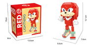 Figure Knuckles rouge de Bricks Sonic, design blocky avec gants blancs