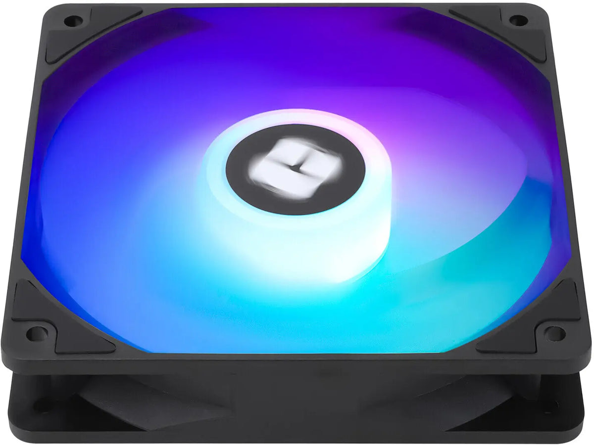 Ventilateur Thermalright TL-C12C-S ARGB noir carré à LED avec logo illuminé et éclairage dégradé violet-bleu