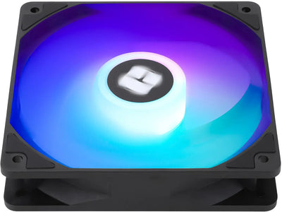 Ventilateur Thermalright TL-C12C-S ARGB noir carré à LED avec logo illuminé et éclairage dégradé violet-bleu