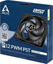 Ventilateur Arctic P12 Slim PWM PST 120 mm noir, design optimisé pression