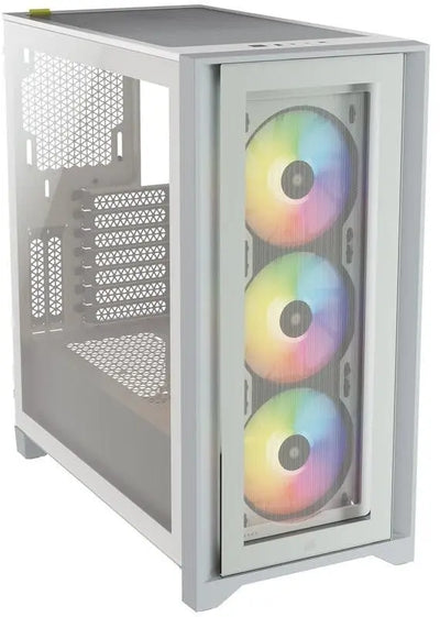 Corsair iCUE 4000X RGB Blanc avec 3 ventilateurs RGB arc-en-ciel empilés