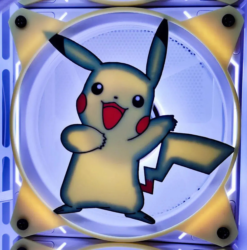 Grille ventilateur Pokémon Pikachu 120mm/140mm jaune et bleu illuminée
