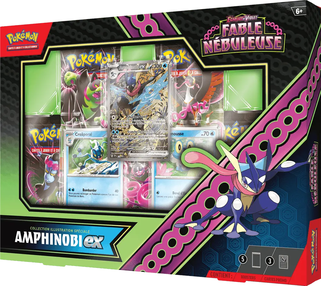 Coffret Illustration Spéciale Amphinobi-ex Fable Nébuleuse Pokémon vibrant vert noir rose