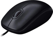 Souris filaire USB Logitech M90 noire, design ergonomique et finition glossy