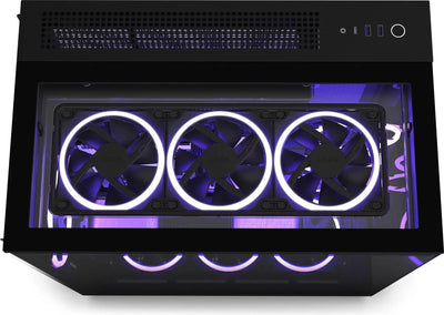 NZXT H9 Elite Noir : boîtier noir avec 3 ventilateurs illuminés et LED violettes