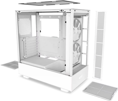 NZXT H5 Elite BLANC : boîtier blanc H510 avec panneau latéral transparent et ventilateurs avant