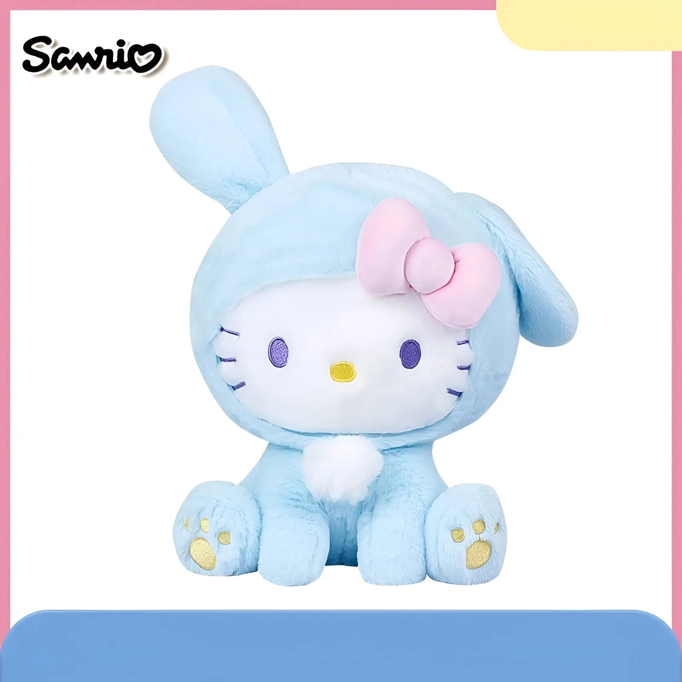 Peluche Hello Kitty 30 cm en tenue bunny Sanrio bleu clair
