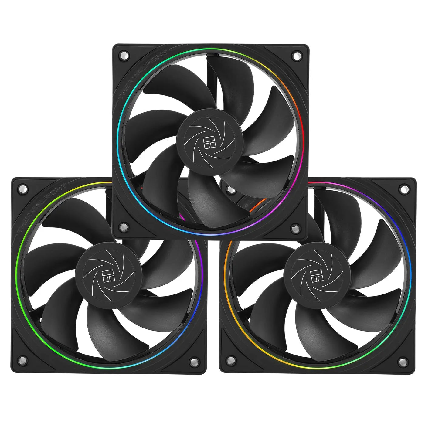 Lot de 3 ventilateurs Thermalright TL-S12 noirs carrés avec anneaux RGB