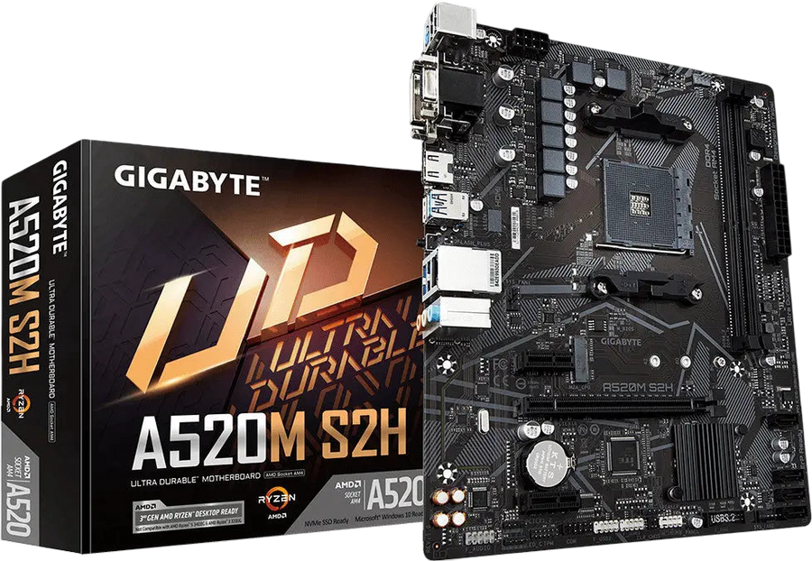 Carte mère Gigabyte A520M S2H noire AM4 au design angulaire chic