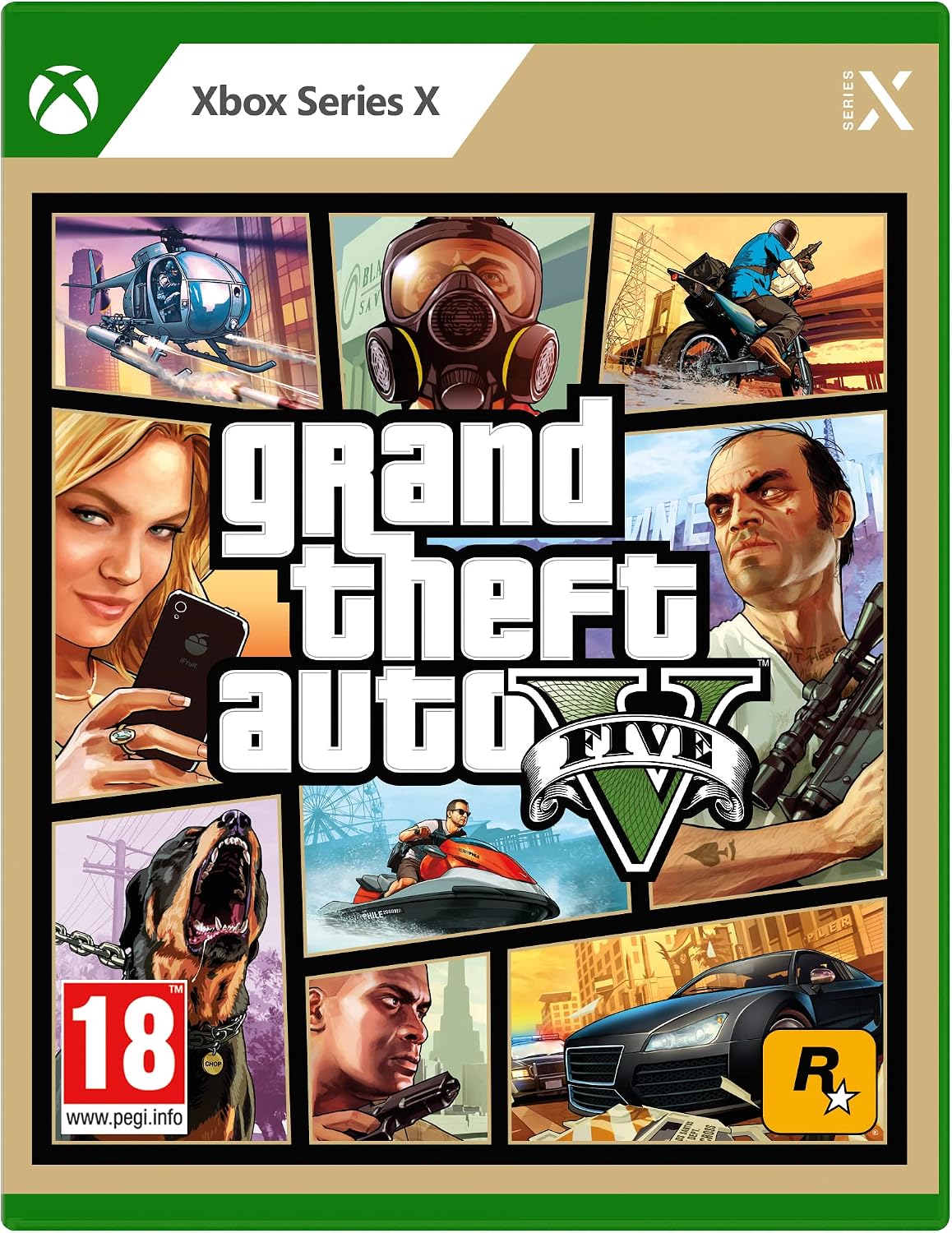 Jaquette de Grand Theft Auto V sur Xbox Series X – jeu vidéo d'occasion Pixel 404 Orléans