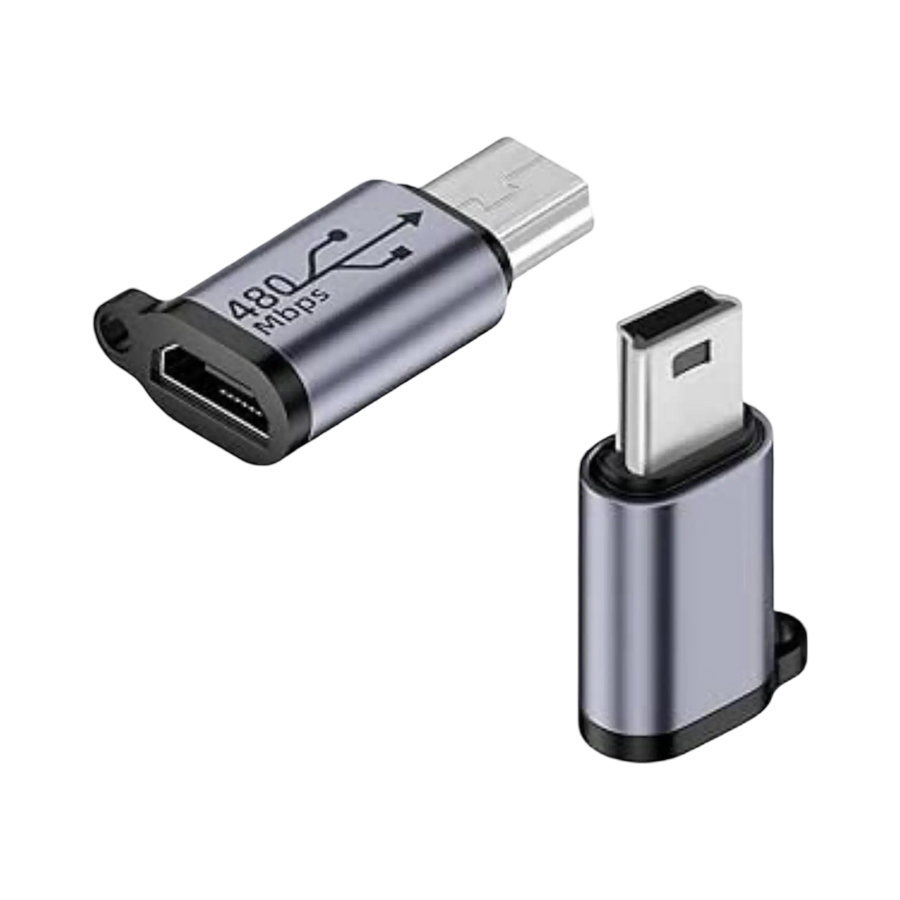 Mini adaptateur USB mâle vers micro USB femelle argent et noir 480 Mbps