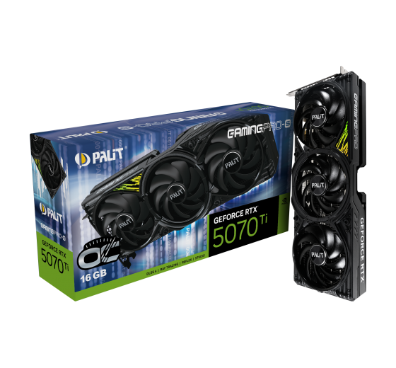 Carte graphique Palit GeForce RTX 5070 Ti GamingPro-S OC 16 Go, triple ventilateur noir