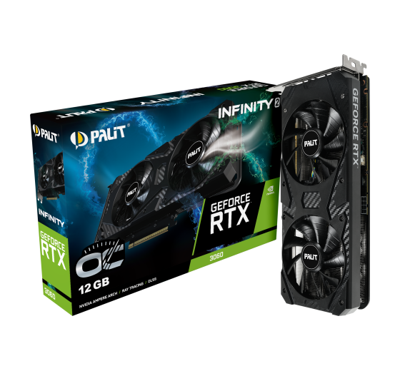 Carte graphique Palit GeForce RTX 3060 Infinity 2 OC 12 Go, double ventilateur noir