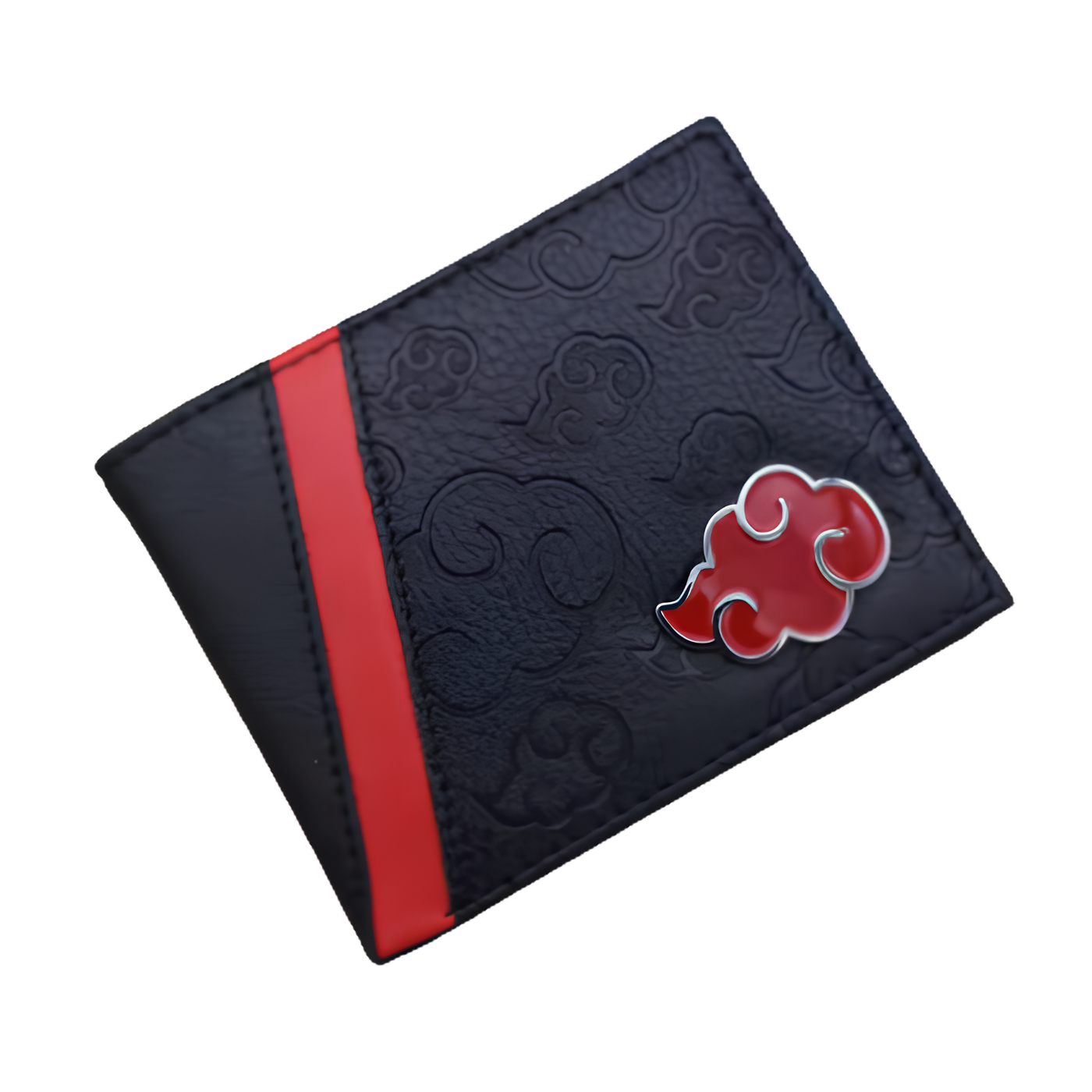 Porte-feuille Naruto Akatsuki, noir avec liseré rouge et broche nuage rouge
