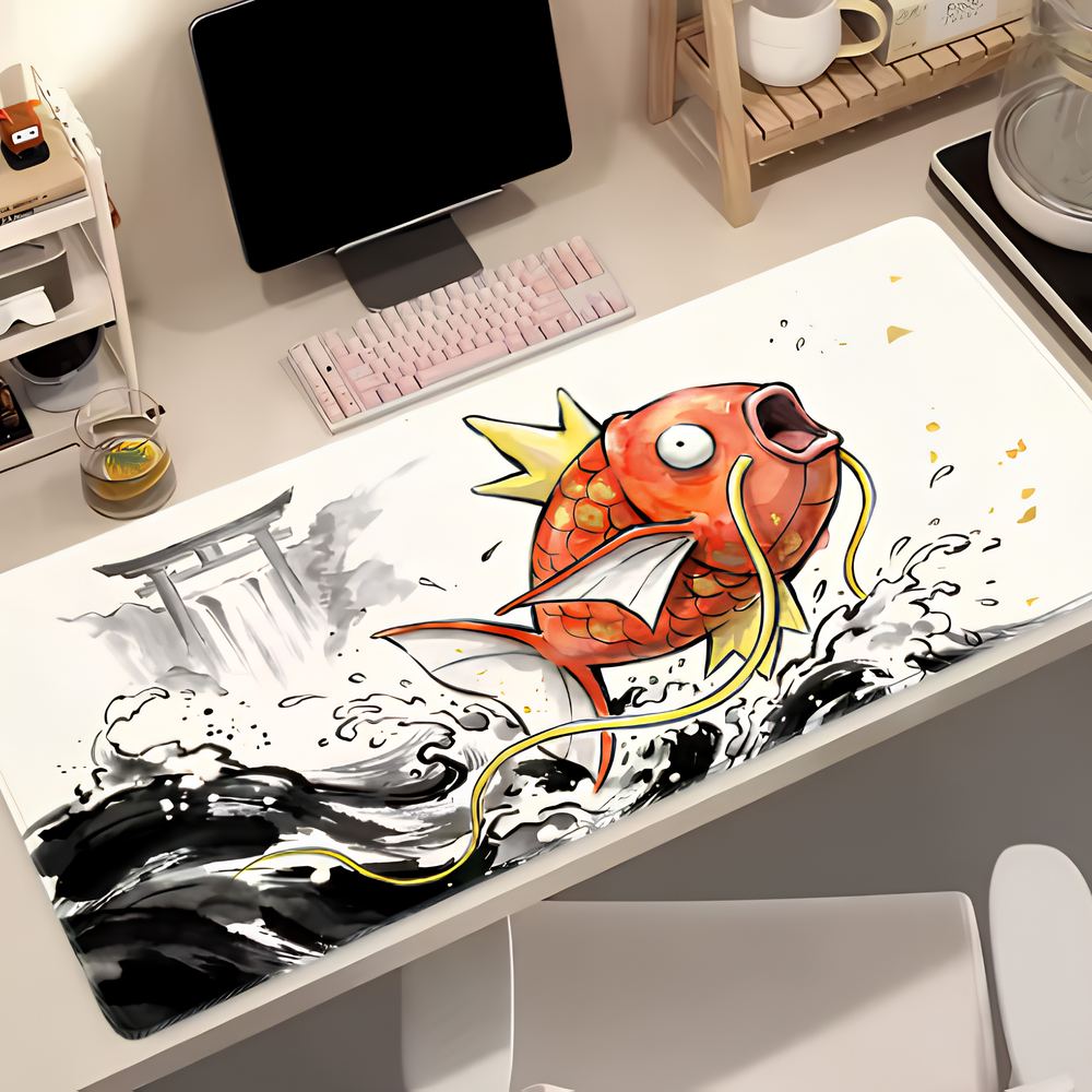 Tapis de Souris XXL Pokémon Magicarpe 80x40 cm style estampe japonaise